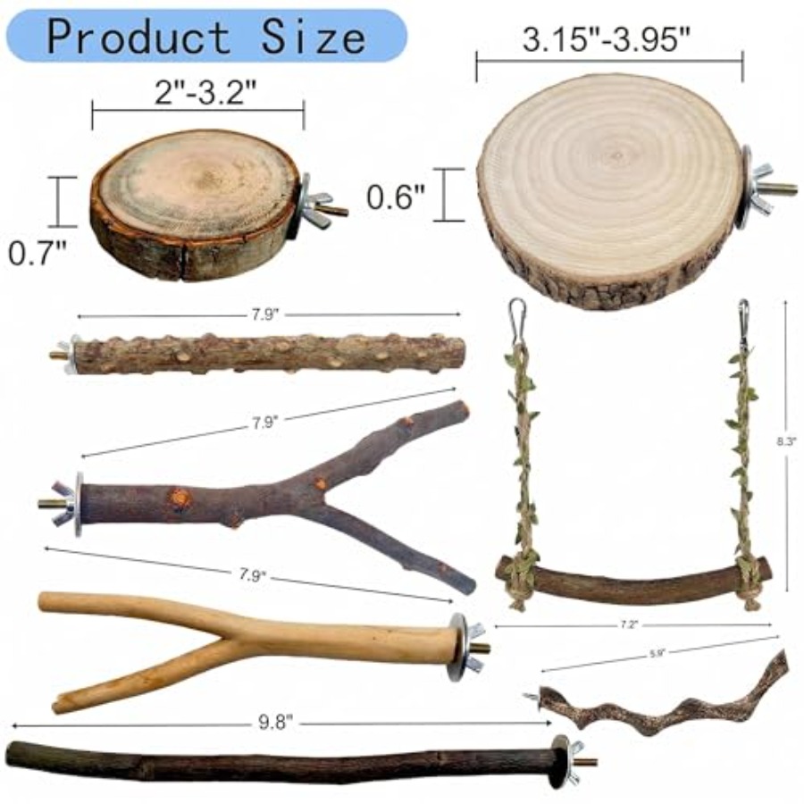 8PCS natural wood bird perches - огляд і ціна Health & Wellness Newsletter
